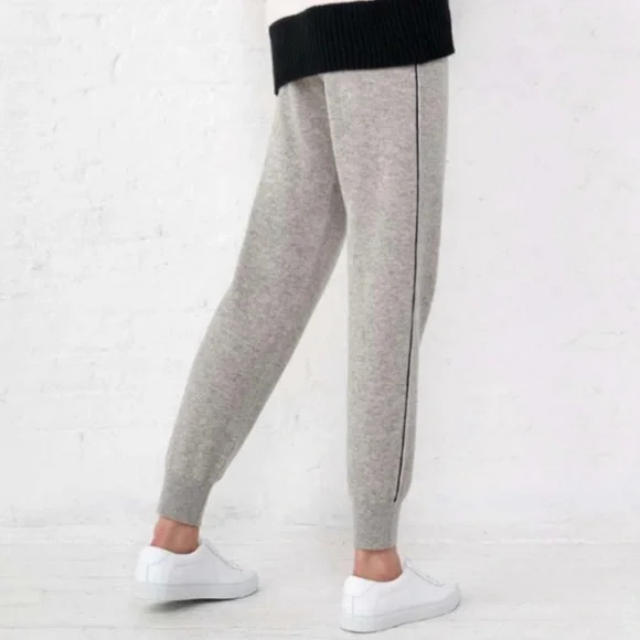 La Ligne Gray Knit Jogger Pants with Side Stripe - Picture 7 of 11